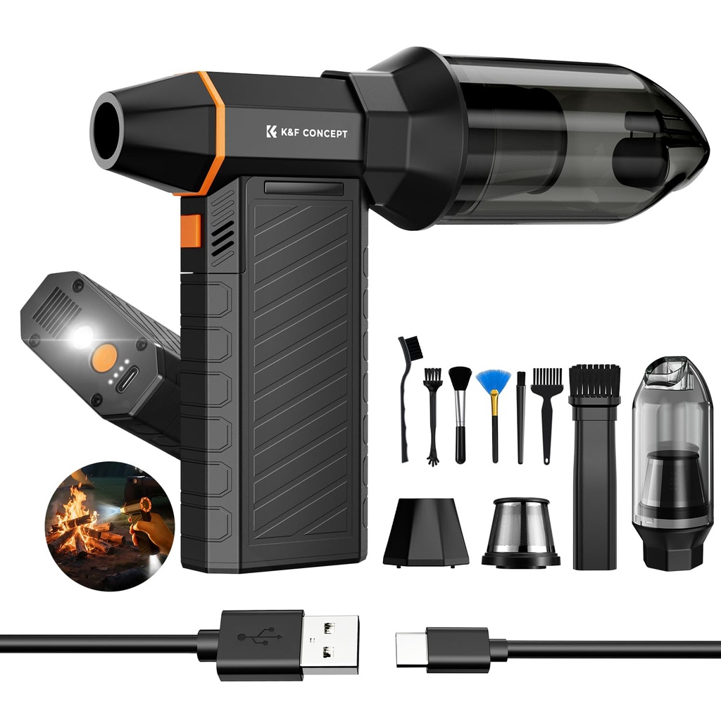 K&F CONCEPT BS500M 2-in-1 Magnetic Compressed Air Duster, Electric Air Duster 300000RPM Vac