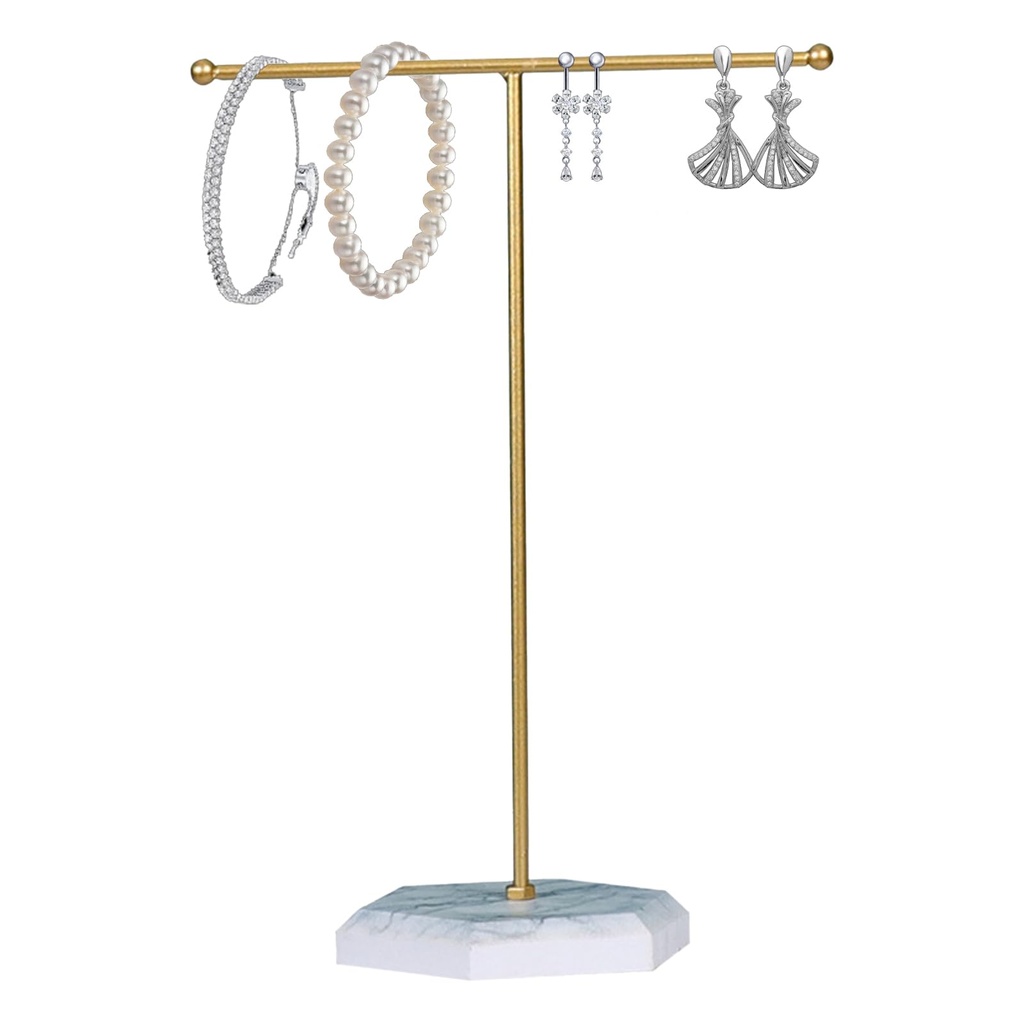 VPB Gold Jewellery Stand,T-Bar Jewellery Organiser Stand,Metal Necklace Display Stand Earri