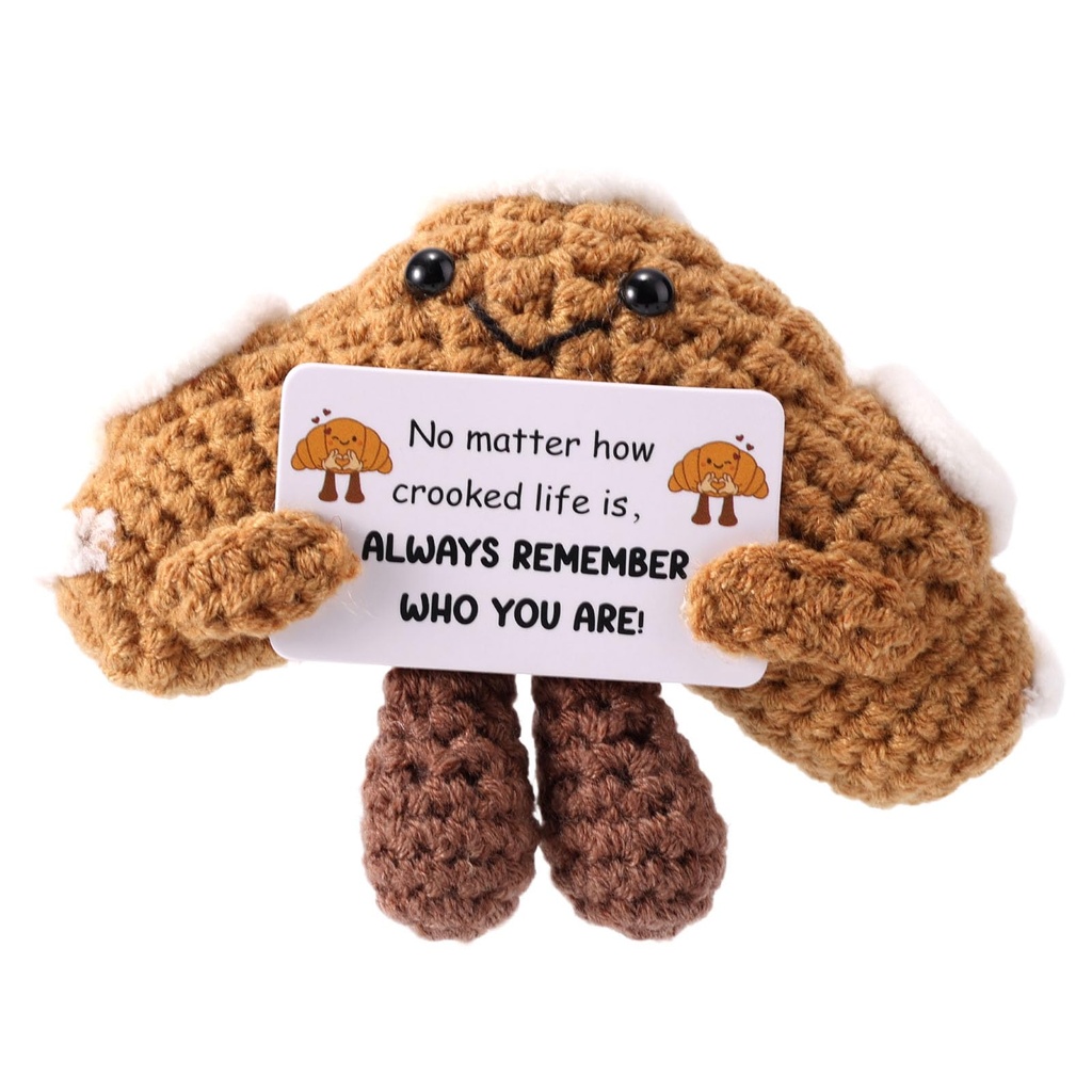 TOYMIS Positive Croissant, Inspirational Knitted Knit Emotional Bread Plush with Card for C