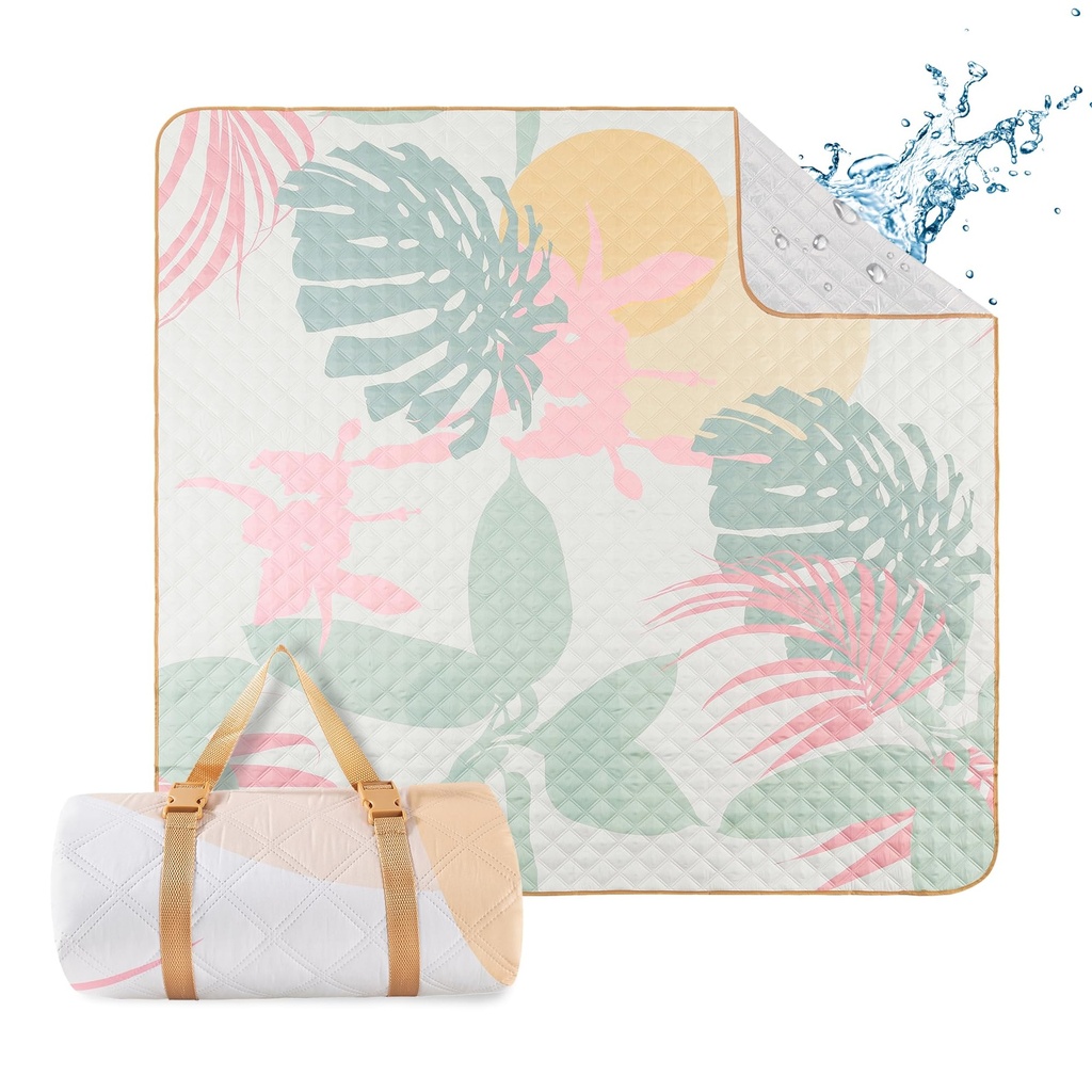 ACUSHLA Beach & Picnic Blanket 200x200 cm, Waterproof & Washable Beach Mat