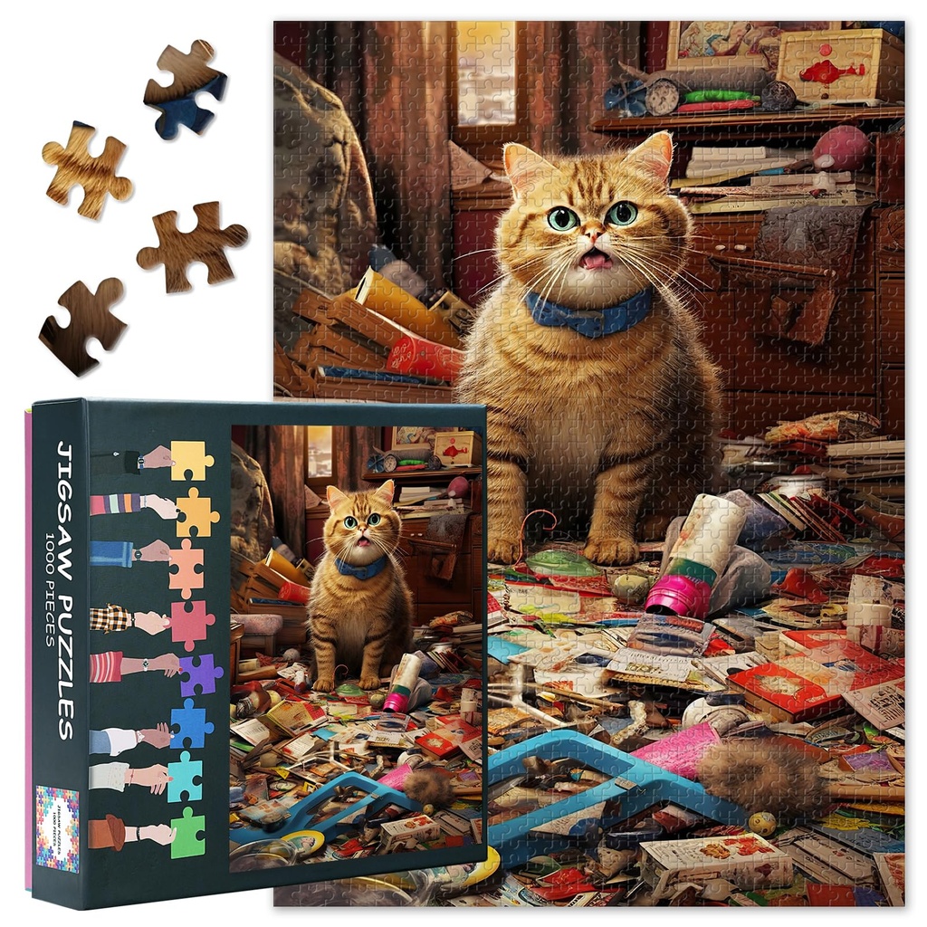 Jigsaw Puzzle 1000 Pieces, Orange Tabby Cat Adult Jigsaw Puzzles, Adults Puzzles 1000 Piece