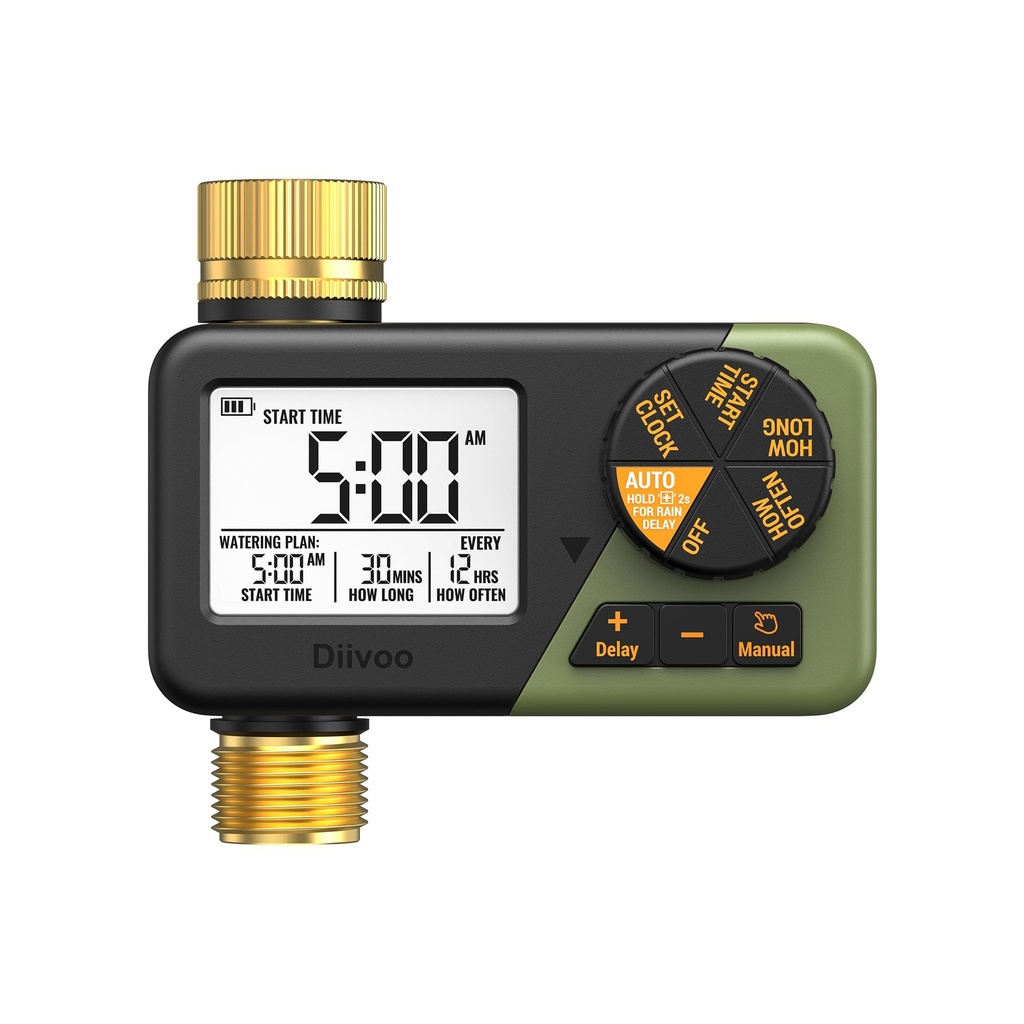 Diivoo Water Sprinkler Timer with Brass Inlet & Outlet, Irrigation Hose Timer with Weekly a
