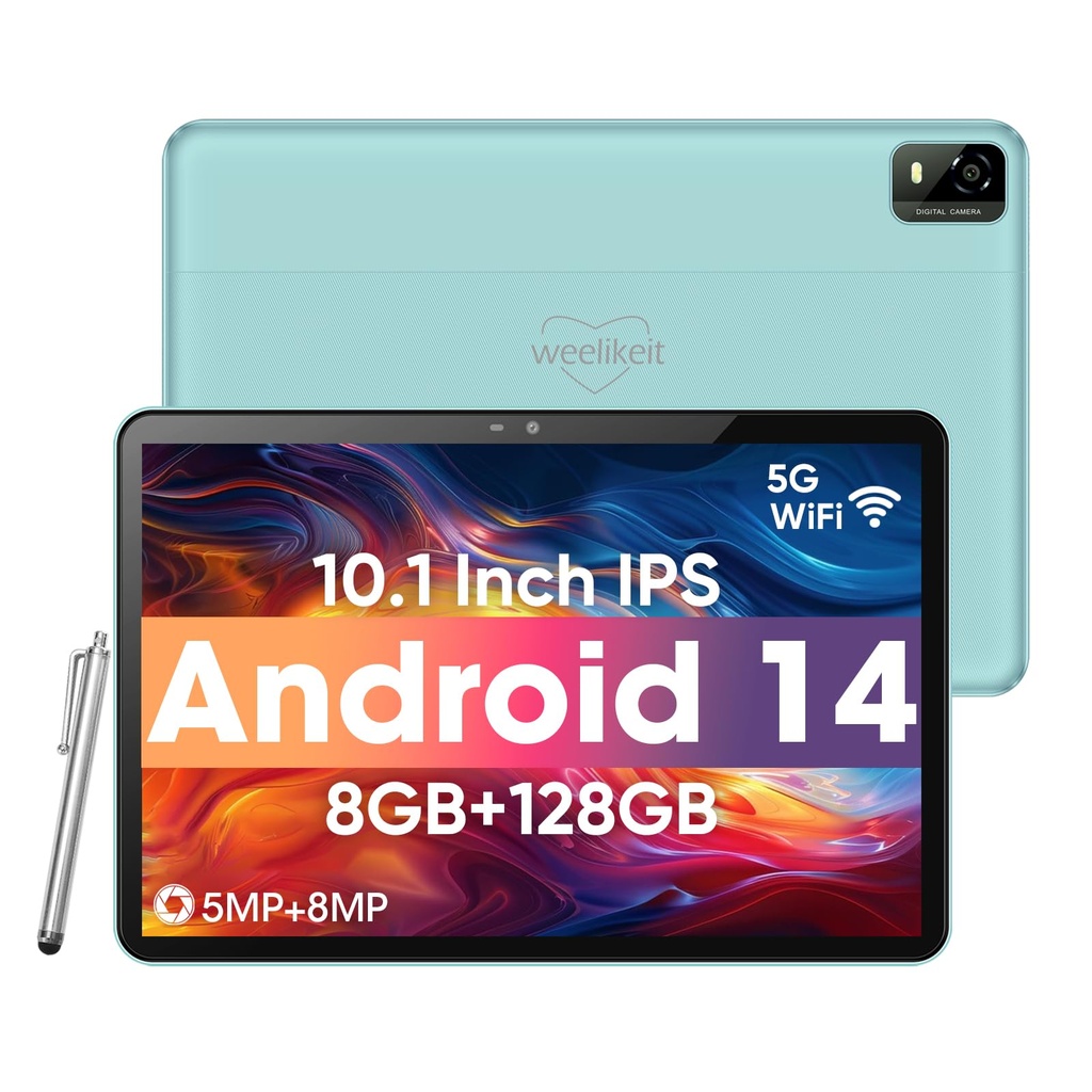 weelikeit Android Tablet, 10.1 inch Tablet with 1280 * 800 IPS HD Touchscreen, 8GB RAM+128G
