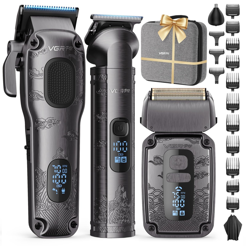 VGRPRO Hair Clippers & Trimmers Set for Men Professional, Waterproof Electric Razor Foil Sha