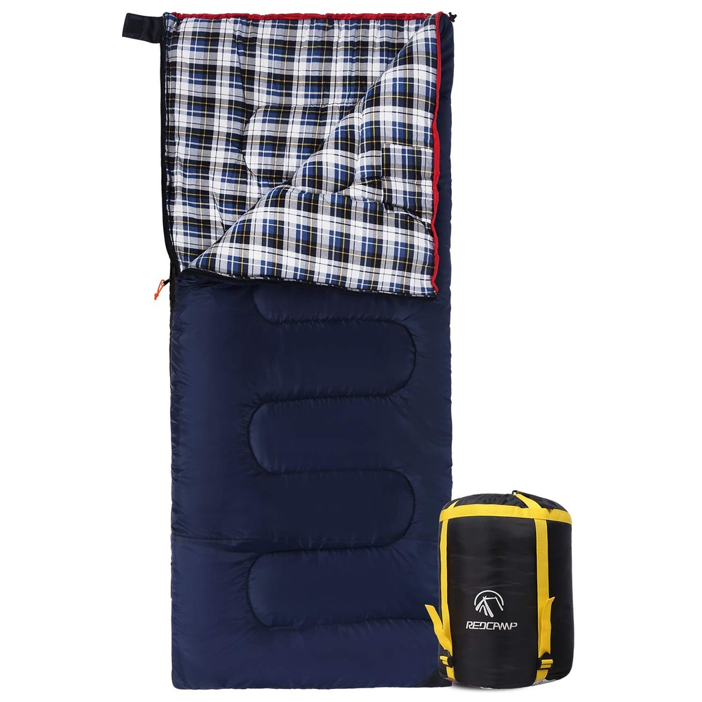 REDCAMP Cotton Sleeping Bag for Adult, Flannel Compact Sleeping Bag for Camping Fishing 3-4