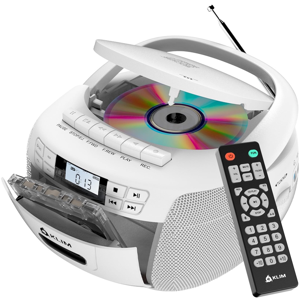KLIM CD Player with Cassette, Cassette Player & Recorder, Radio with CD, AM/FM Radio & USB