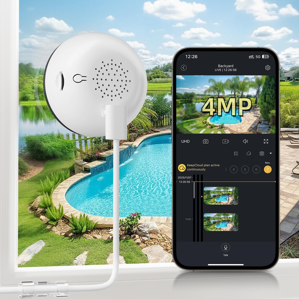 BoyKeep 4MP Window Camera, 2.4GHz & 5.8GHz WiFi 6 Indoor Camera with App, Cameras for Home