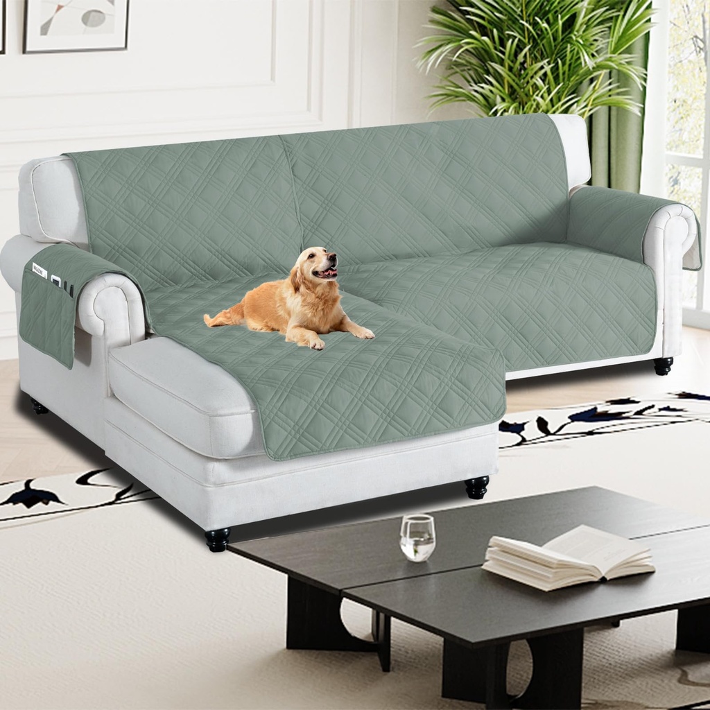 H.Versailtex 100% Waterproof Couch Covers for Sectional Sofa 2-Piece Non Slip Corner Sofa C