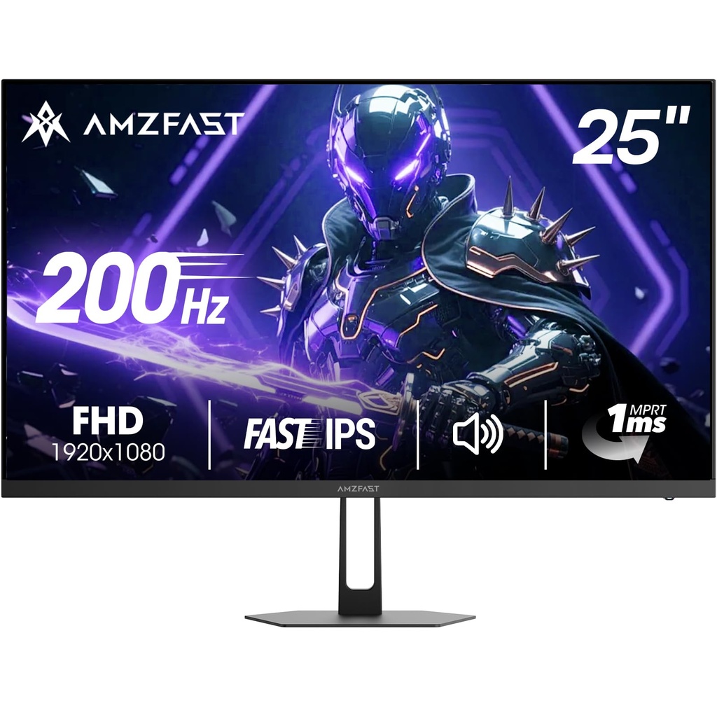 Amzfast 24.5" Gaming Monitor, 1920x1080 FHD, 200Hz, 1ms MPRT, Fast IPS, Adaptive Sync, HDR,