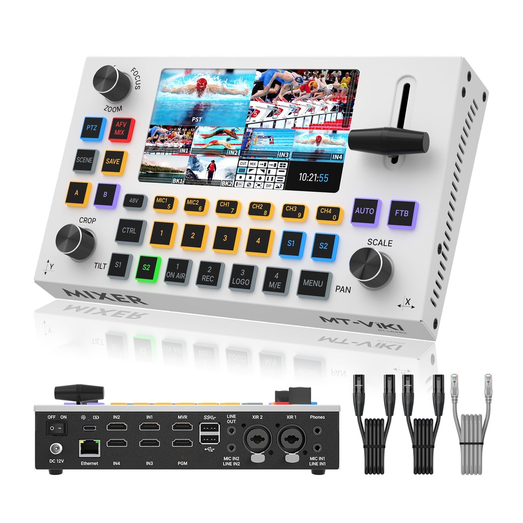 MT-ViKI Live Streaming Video Switcher - 4 HDMI Inputs, 5.5-inch LCD Screen, PTZ Control