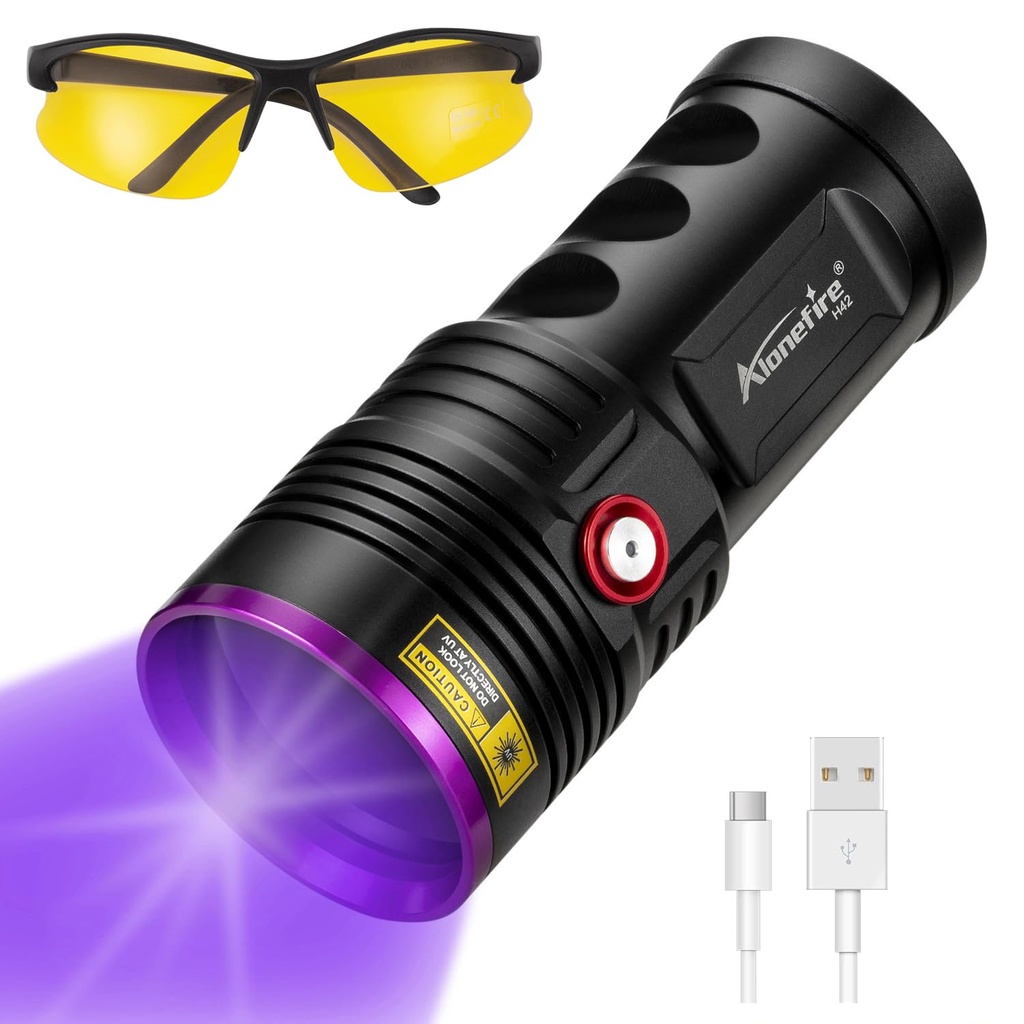 Alonefire H42UV 36W Professional 365nm UV Torch USB Rechargeable Ultraviolet Light Powerful