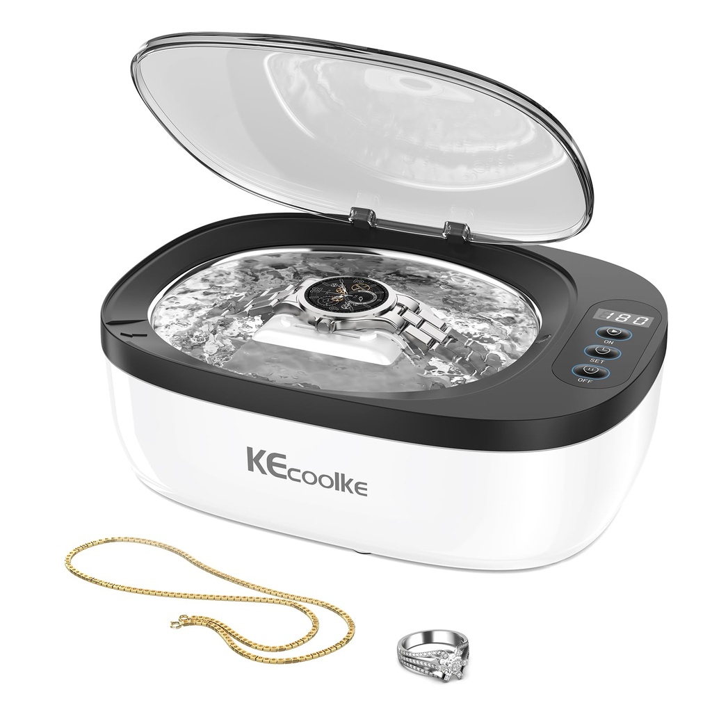 KECOOLKE Ultrasonic Cleaner 750ml Jewelry Sonic Cleaner with Digital Timer for Eyeglasses,