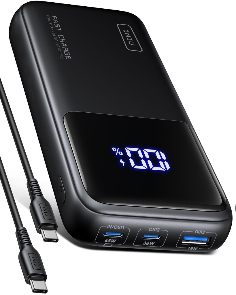 INIU 65W PD Fast Charging Power Bank, 20000mAh Laptop Portable Charger, Flight-Safe Battery