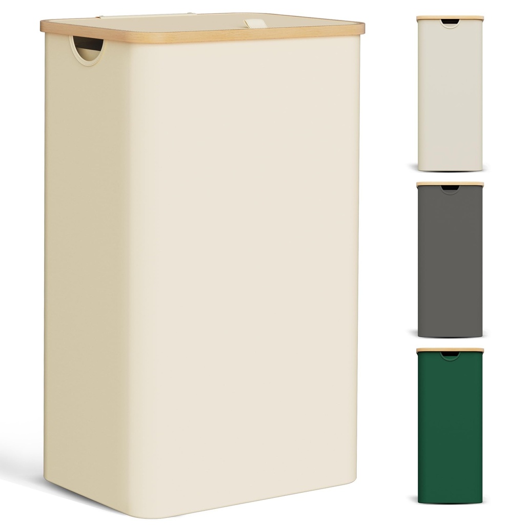 YOUDENOVA Laundry Basket with Lid 85-Litre Large Washing Baskets for Laundry with Laundry B