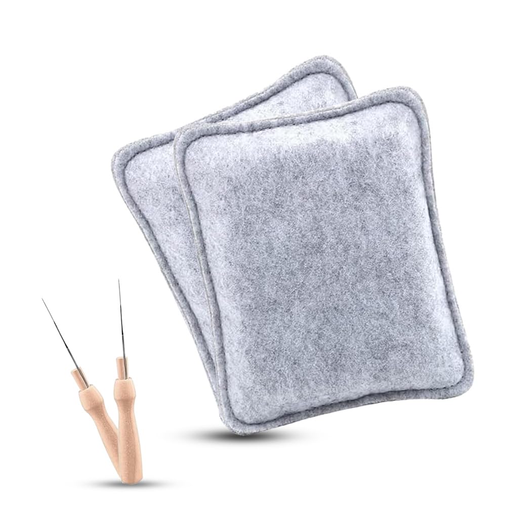 Coztie Needle Felting Pad, 2 PCS Needle Felting Mat with 2 Felt Needle, Grey Sponge Needle