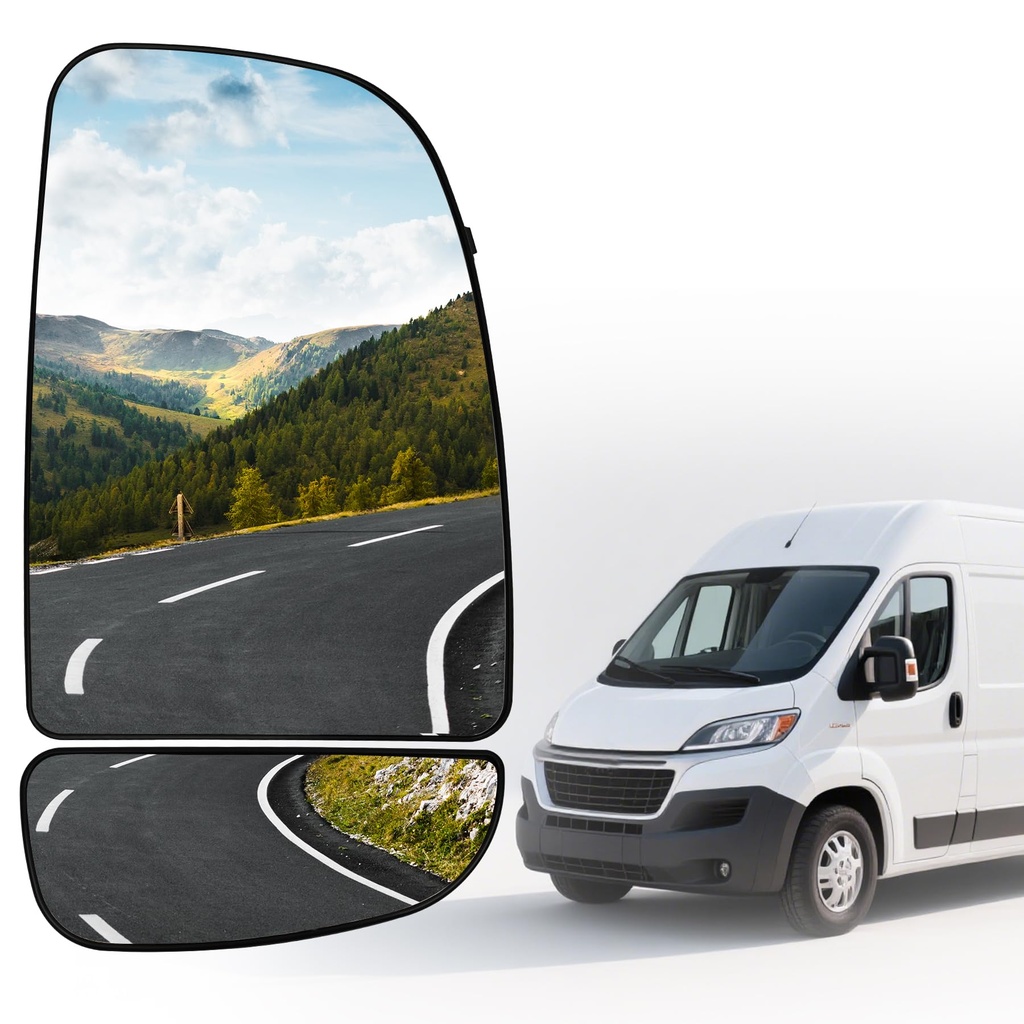 Convitex Wing Mirror Upper and Lower Glass Right Heated Replacement for Fiat Ducato, Peugeo