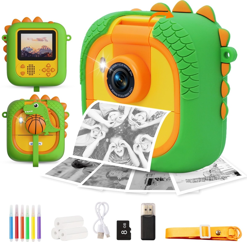 ARNSSIEN Kids Camera Instant Print with 180Ã‚Â°Flip Lens, 2.4" 1080P Instant Print Camera 