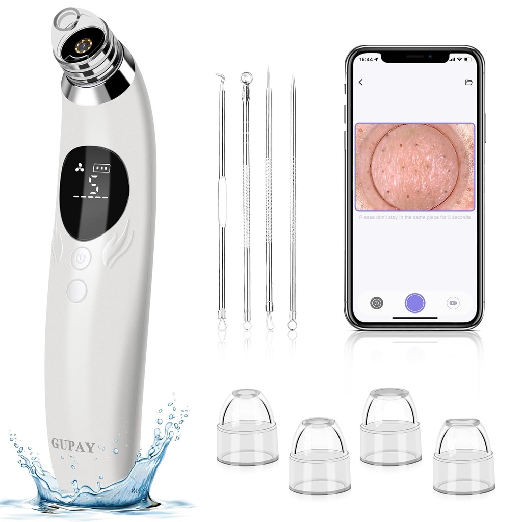 GUPAY Blackhead Remover Vacuum, Pore Vacuum with 1080p HD Camera Visible Facial Pore Cleans
