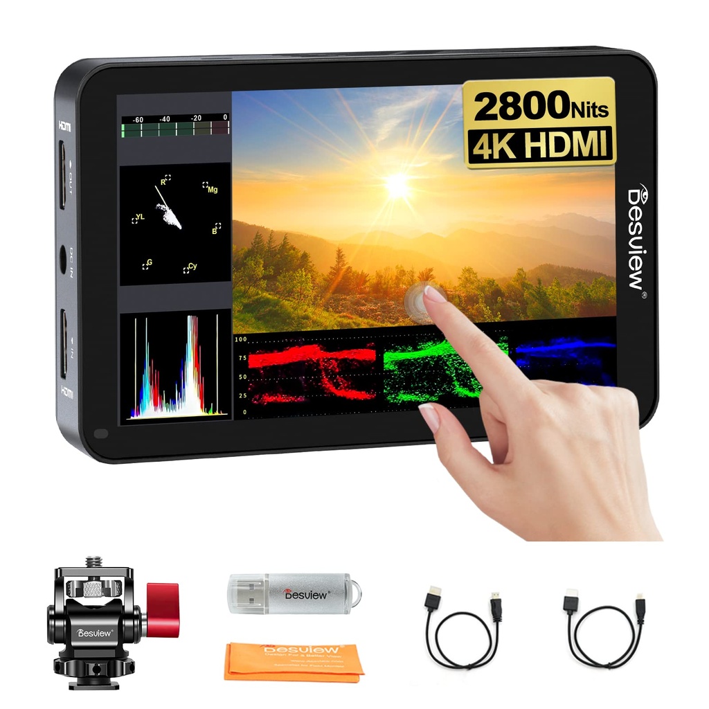 Desview R6 Field Monitor 2800Nits, 5.5 inch Touch Screen Camera Monitor Full HD 1920x1080 w