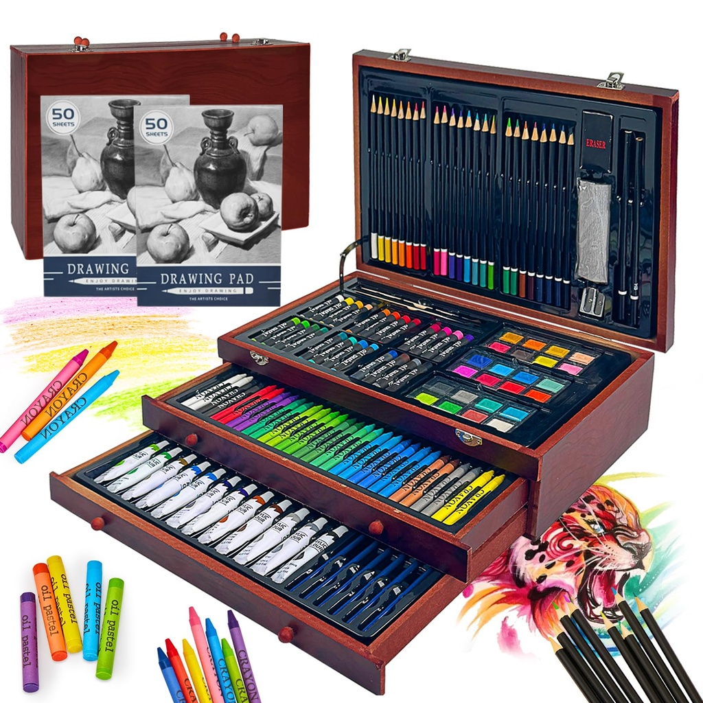 KINSPORY 175 PCS Art Set for Kids, Deluxe Painting Drawing Art Supplies Case Gift for Teens