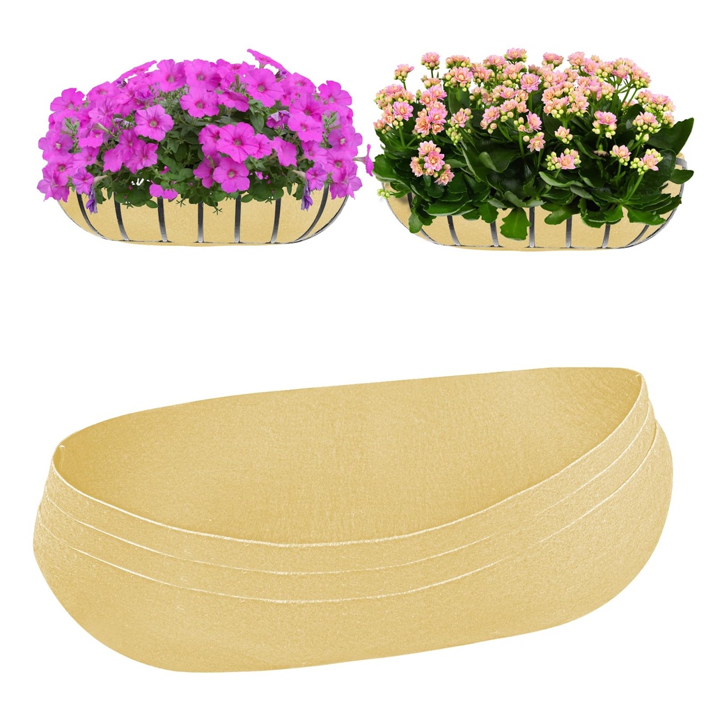 Udewo 3PCS 76cm/30Inch Wall Trough Liners Felt Window Box Liners Fabric Planter Liners Beig