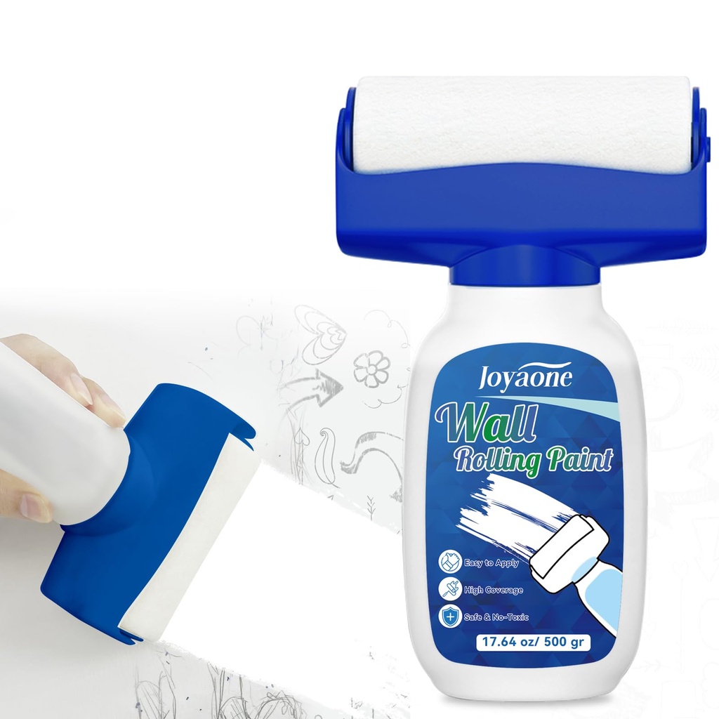 JOYAONE White Paint for Wall, Portable Integrated Roller Paint Repair Kit, Easy to Apply, W