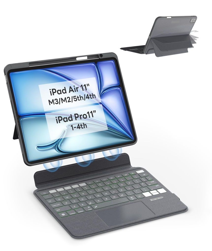 EIP Magnetix Keyboard Case for iPad Air 11 inch M4/M3/M2, 5/4th Gen, iPad Pro 11" 1-4th
