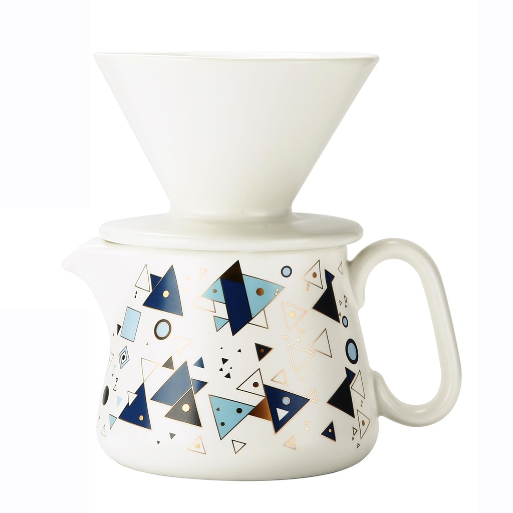 Polydremio Pour Over Coffee Maker, Ceramic Coffee dripper with 100 pcs Size 02 Paper Filter