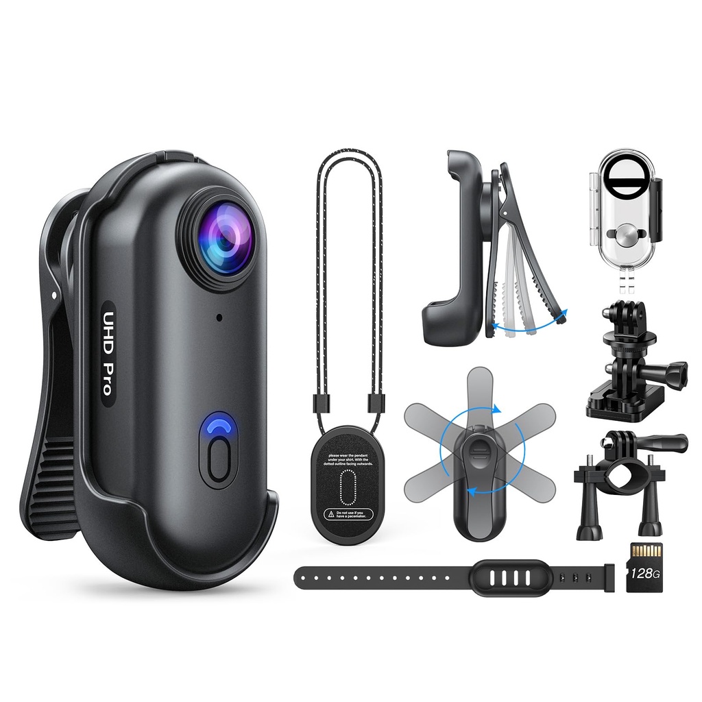 BOBLOV W4 Waterproof Body Cam: 4K 128GB Body Camera Lasts 90 Minutes, Wearable Action Camera