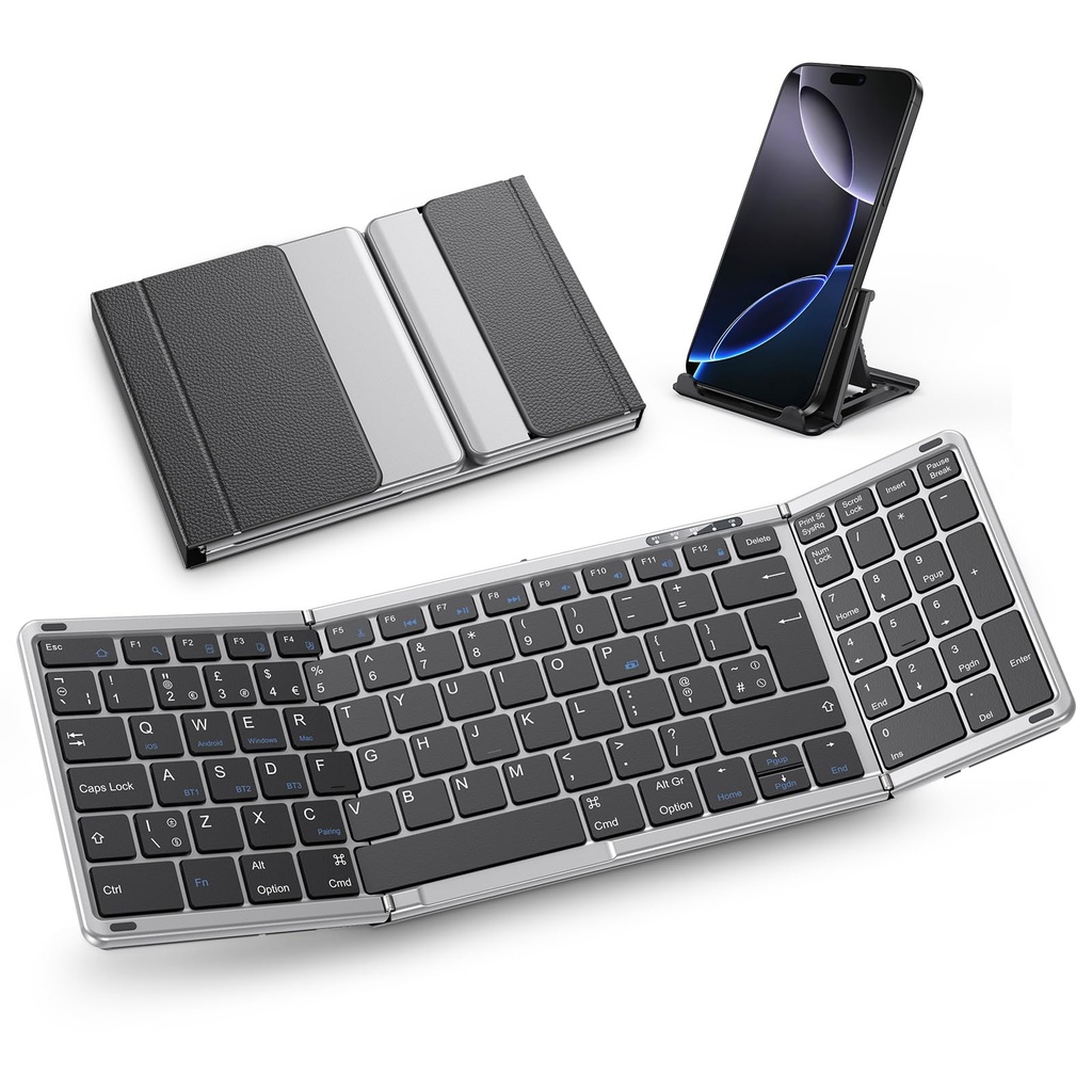 OMOTON Bluetooth Foldable Keyboard with Numeric Keypad, Wireless Keyboard Rechargeable