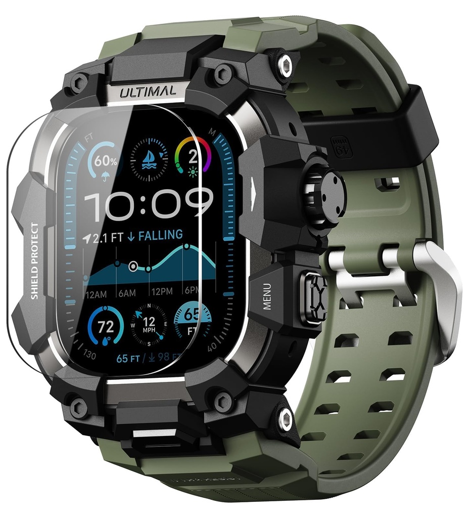 ULTIMAL Rugged Case with Band for Apple Watch Ulltra 3/ Ultra 2/ Ultra, Compatible with App