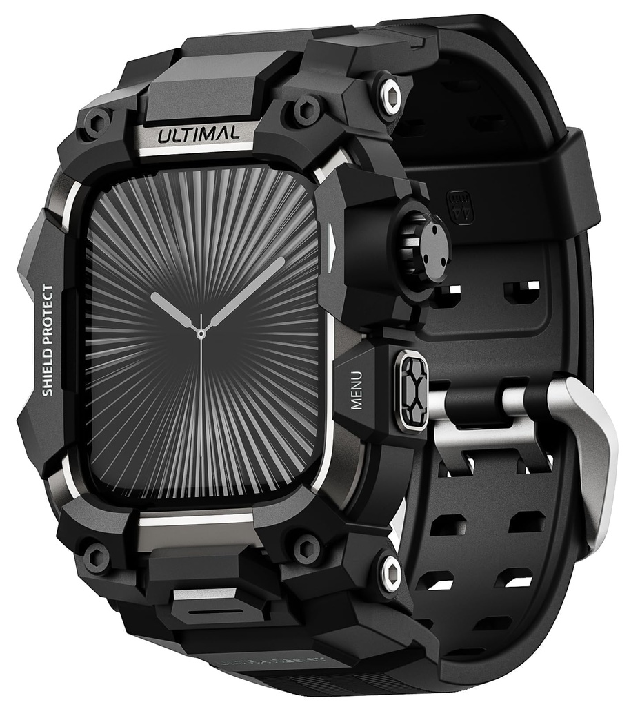 ULTIMAL Rugged Case with Band for Apple Watch Straps 46mm, Compatible with Apple Watch 