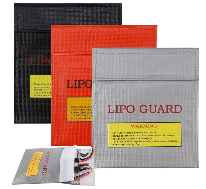 3 Pcs Portable Fireproof Bag 7x9 Inch, RC Battery Bags, Fiber Li-Po Battery Safety Bags, 3