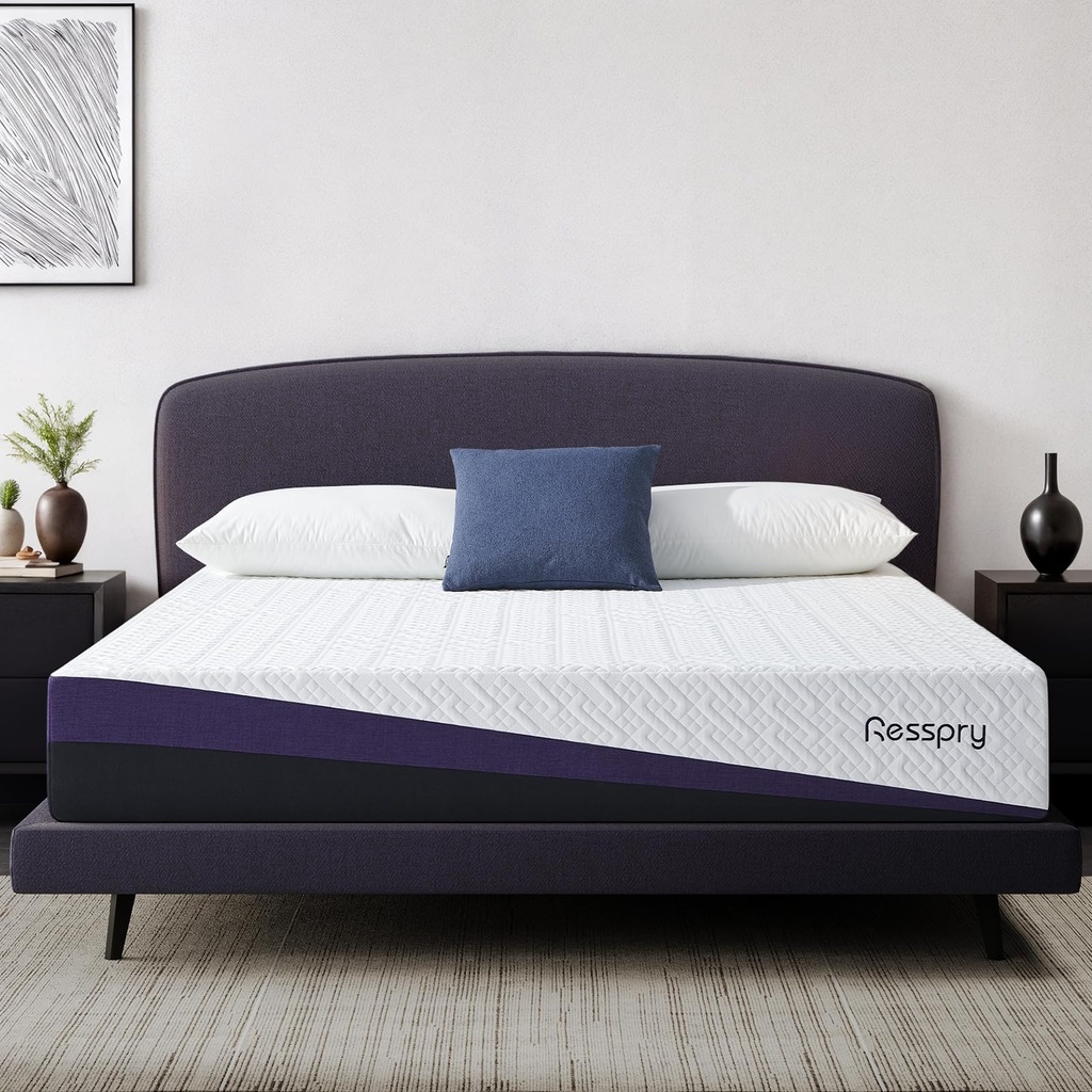 Resspry Double Mattress, 22CM Gel Memory Foam Mattress with Breathable Cover, Sleep Cooler