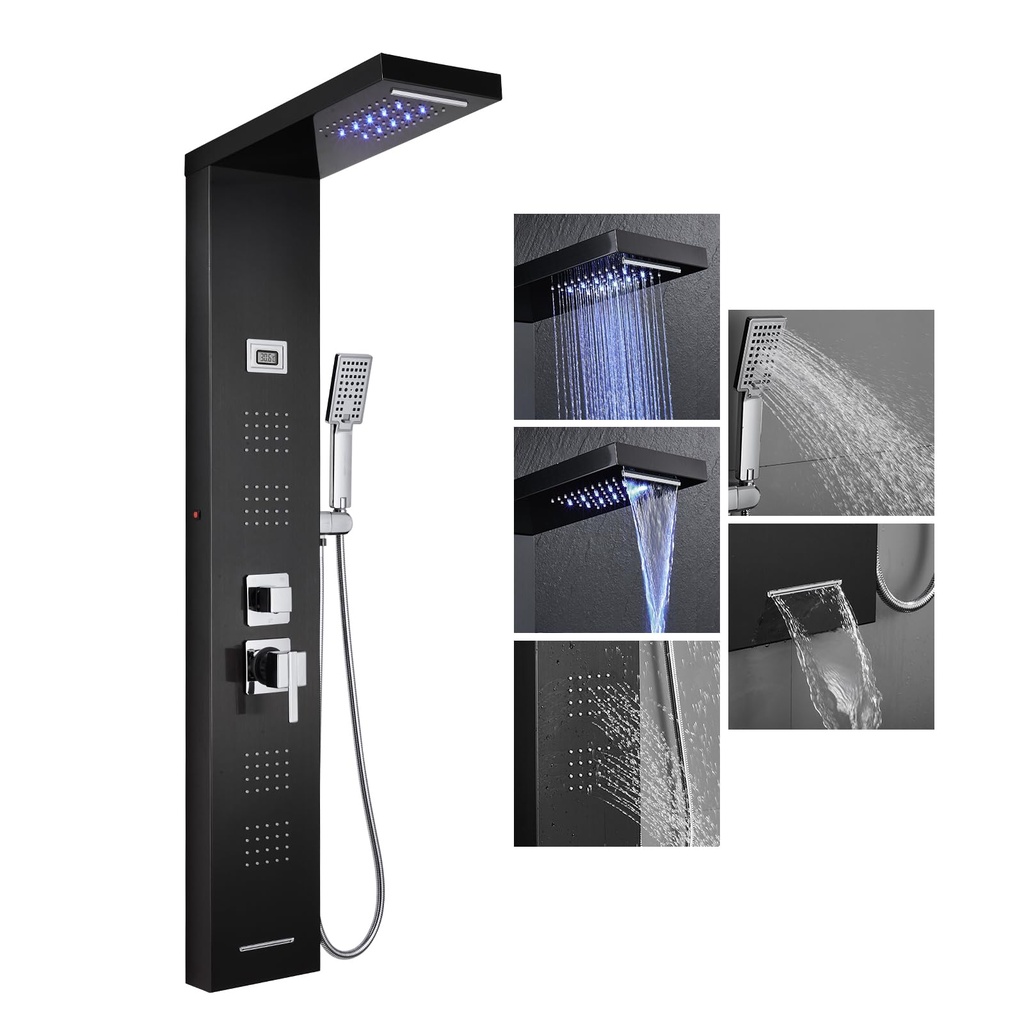 304 Stainless Steel Shower Column 5 Function KEOKBON Bathroom Shower Tower System