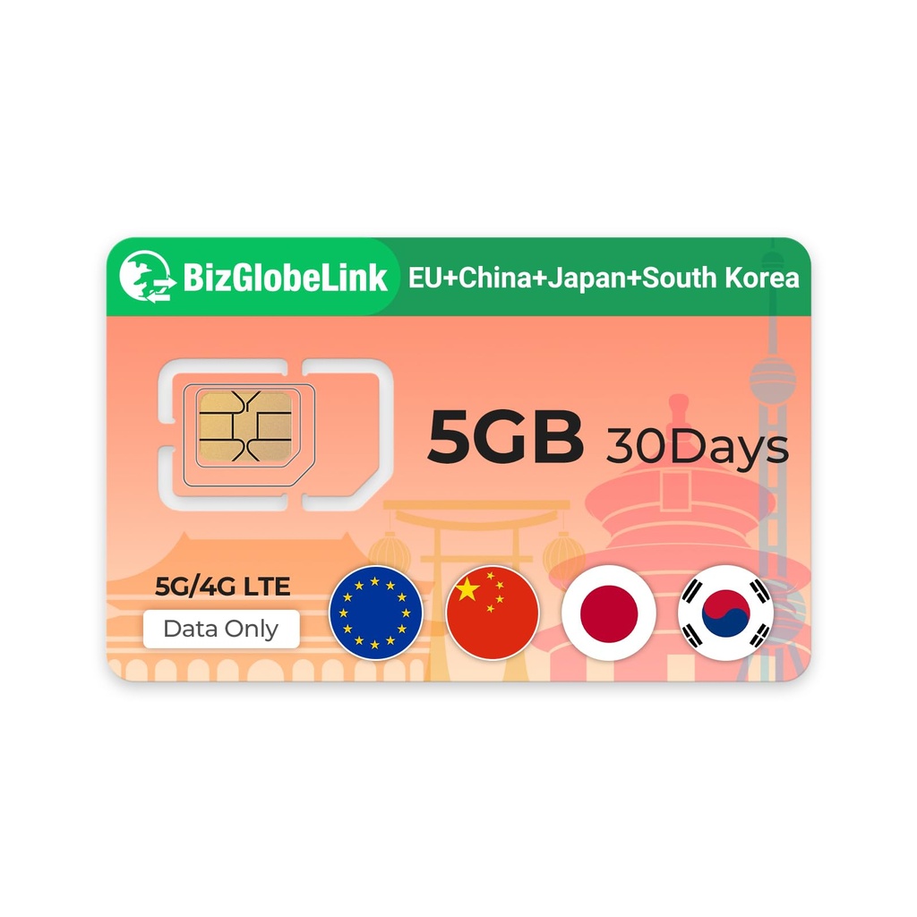 EIOTCLUB Prepaid SIM Card for Travel, International SIM card Supports Use in China, Japan, Korea