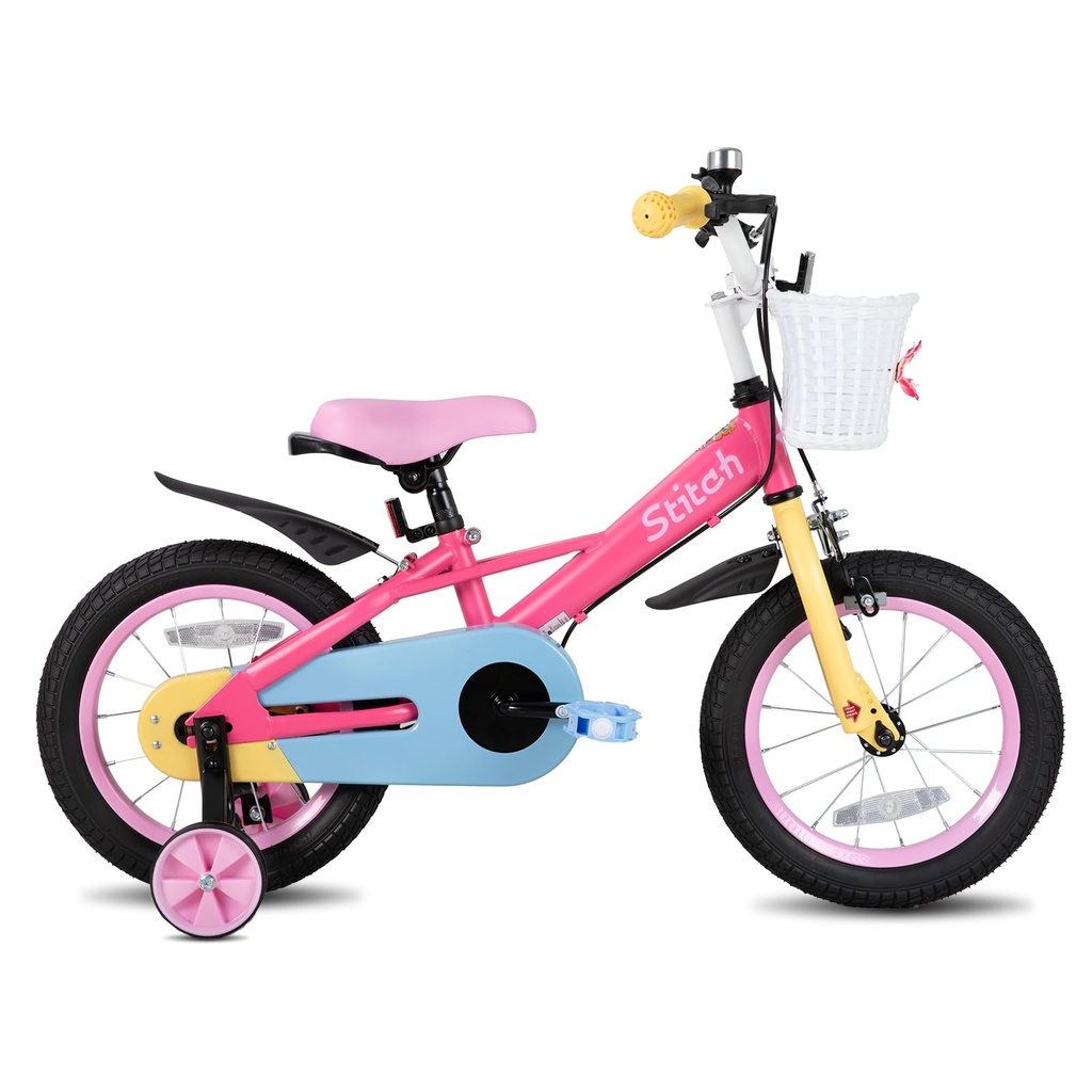 STITCH MACARONS 18 inch kids bike for 6-8 girls, 18 inch girls bike with stablisers and bask