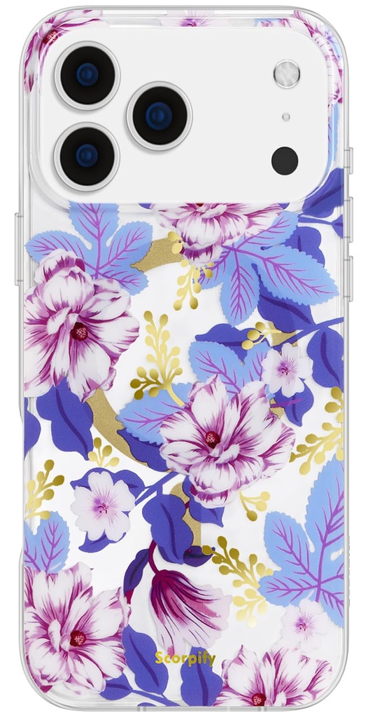 SCORPIFY for iPhone 17 Pro Case [Compatible with MagSafe] with Purple Hibiscus Floral Design