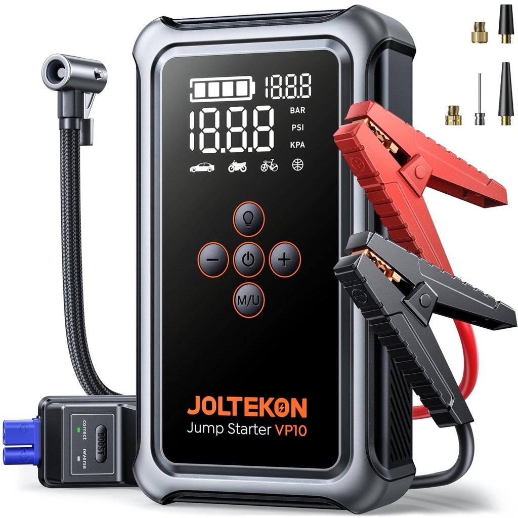 5000A 150PSI Jump Starter Power Pack with Air Compressor, 12V Car Battery Booster Jump Starter