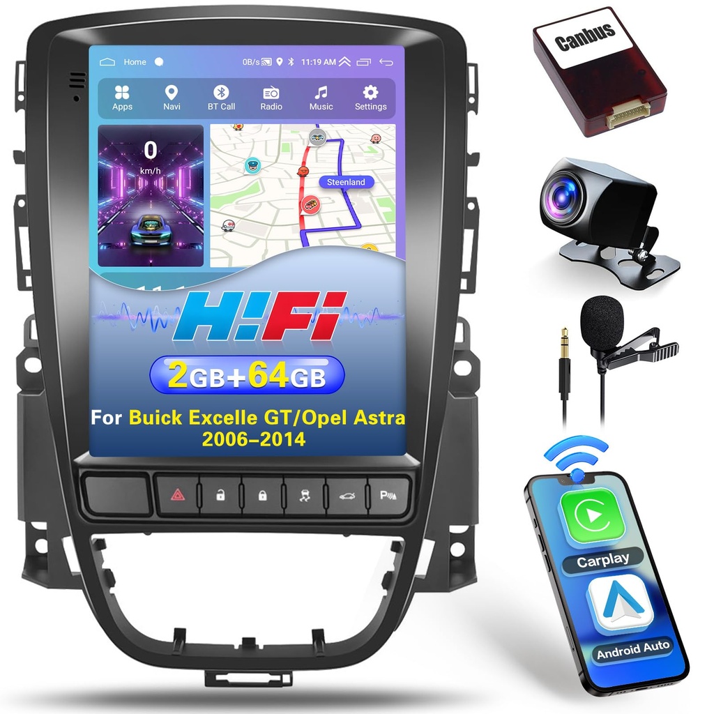 Android Car Stereo Radio for Vauxhall Astra J & Buick Excelle GT 2006-2014 with Wireless Apple Carplay