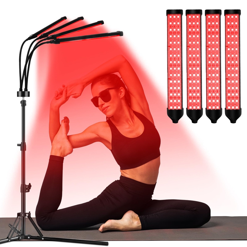 Trayvespace Red Light Lamp, 660nm & 850nm & 940nm Infrared Lamp with Timer, Brightness Adjus