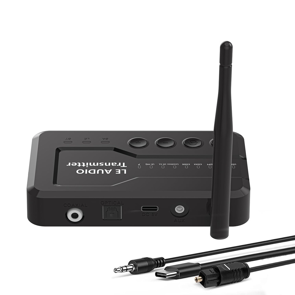 eppfun LE Audio APTX-Lossless/Adaptive Auracast & Bluetooth5.4 Transmitter for TV, Bluetooth Audio Adapter