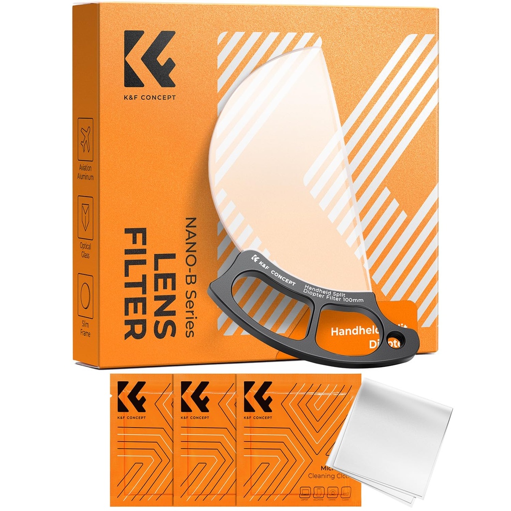 K&F CONCEPT 100mm Split Diopter Lens Filter Handheld Optical Glass Prism Special Effect 