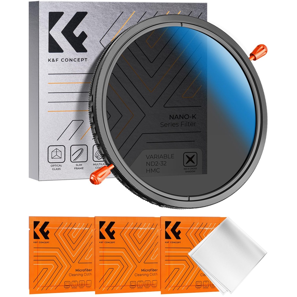 K&F CONCEPT 2 in 1 82mm Variable ND2-32&CPL Filter, NO X Cross, HD Optical Glass Waterproof