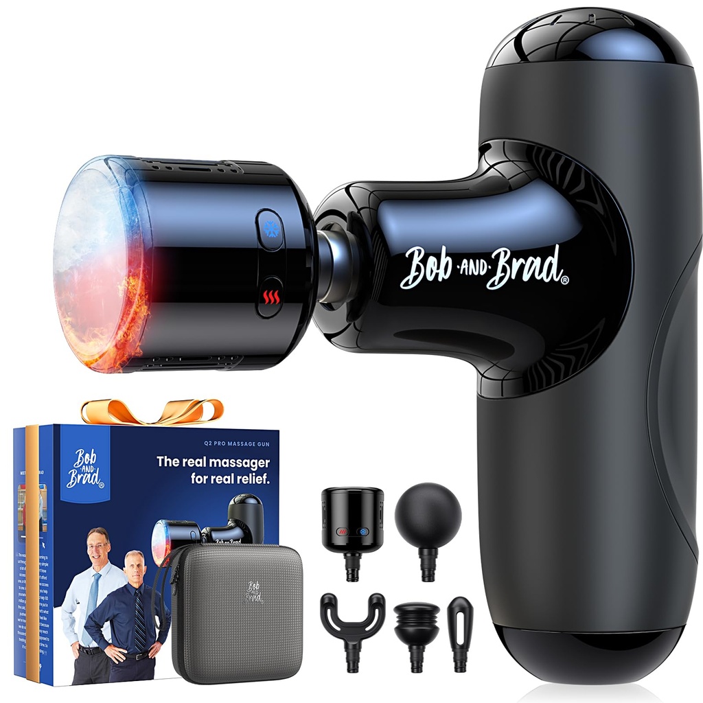 Mini Massage Gun with Heat and Cold Therapy, Bob and Brad Q2 Pro Pocket-Sized Deep Tissue Mu