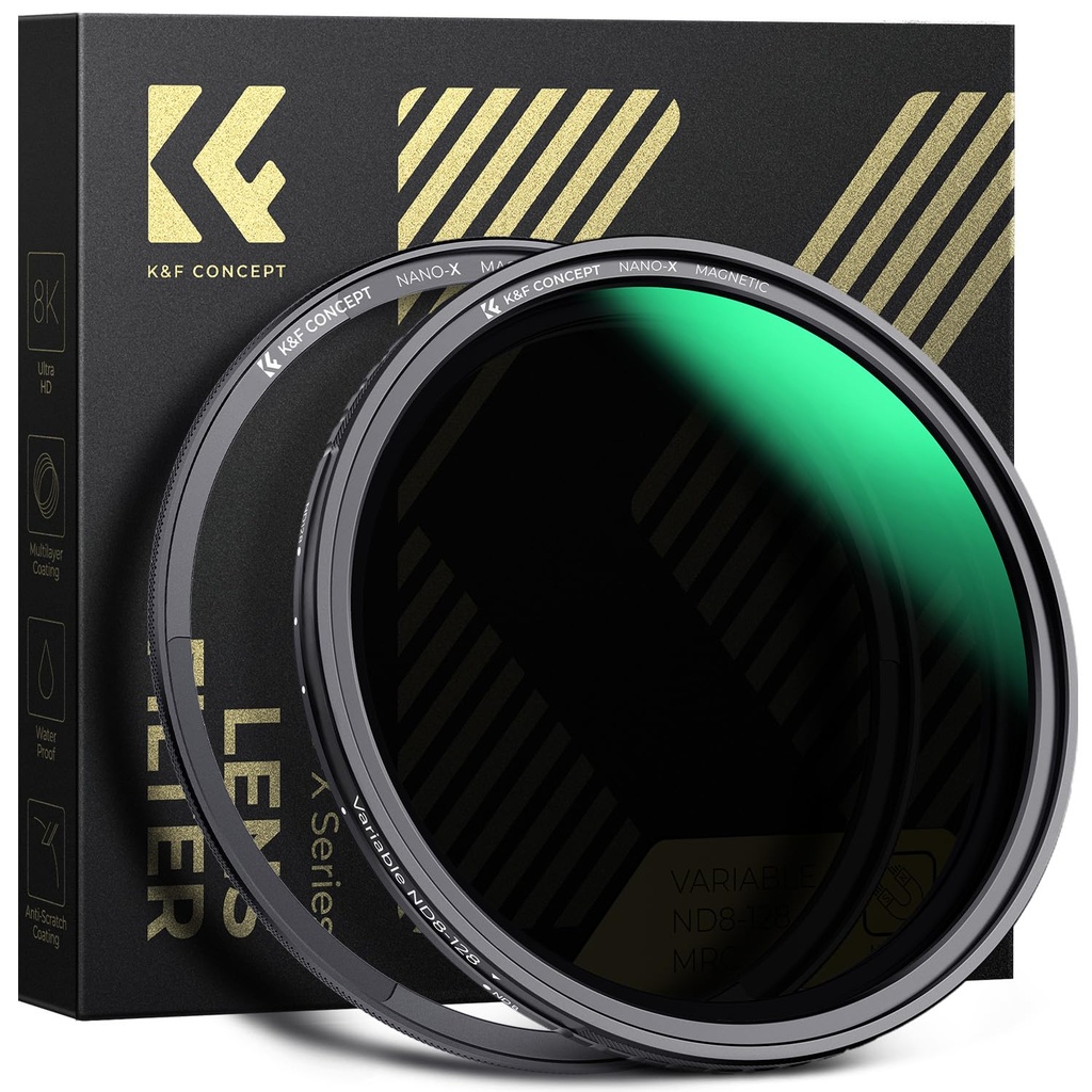 K&F CONCEPT 67mm Magnetic Variable ND8-ND128 Filter (3-7 Stops ND) + Magnetic Adapter Ring 