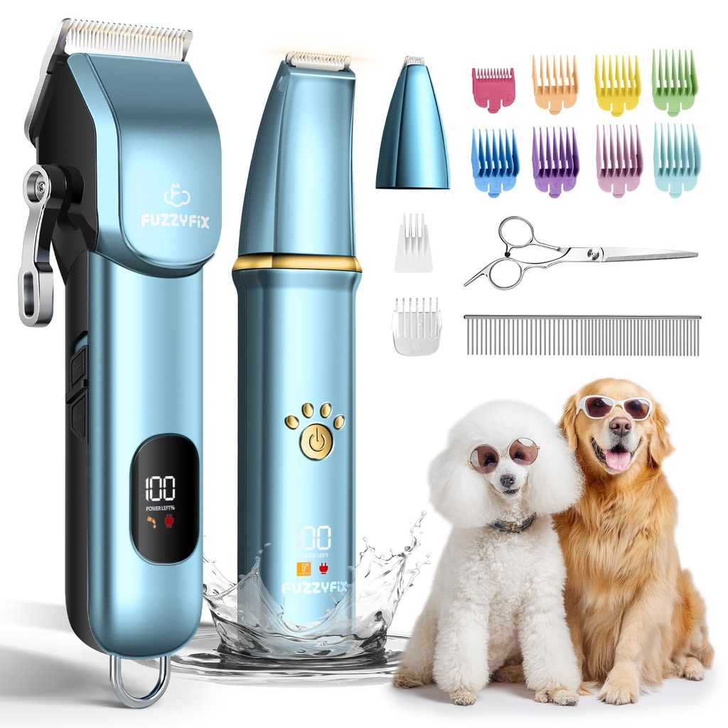 FuzzyFix Dog Grooming Kit 3 in 1,Dog Clippers Professional for Thick Hair with Cordless,Pet