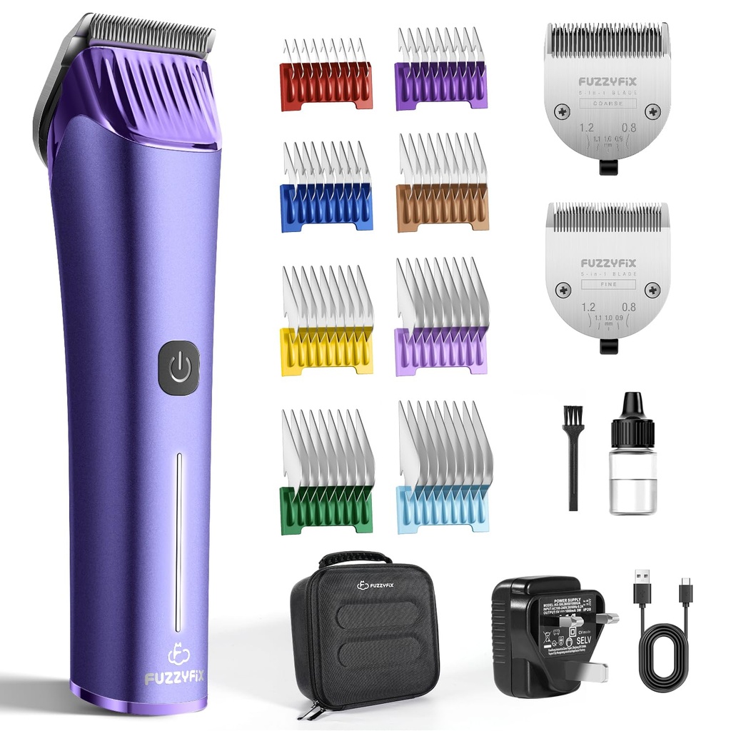 FuzzyFix Dog Grooming Clipper with Replacement Blade, 5-in-1 Adjustable Blade Cordless Pet G