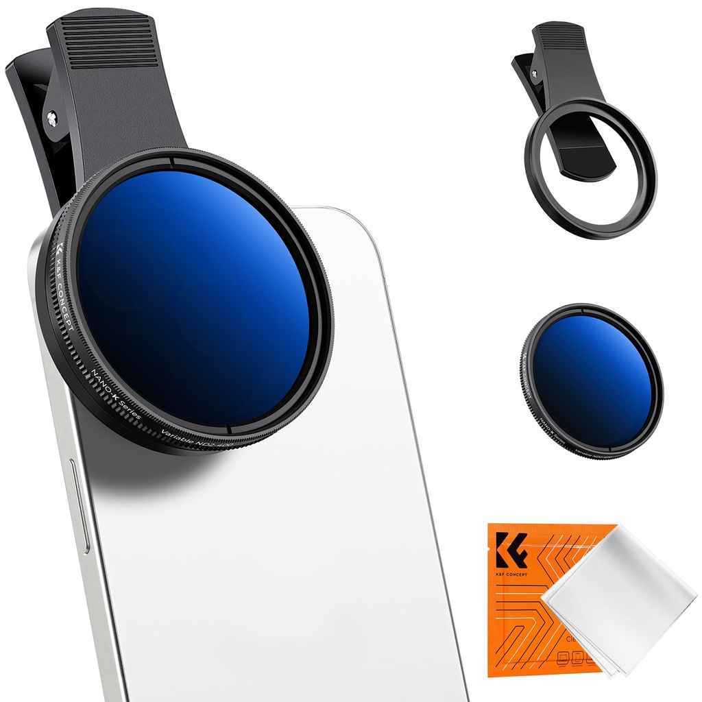 K&F CONCEPT 52mm Clip-on ND2-400 Phone Camera Lens Filter, ND Filter Compatible with iPhone