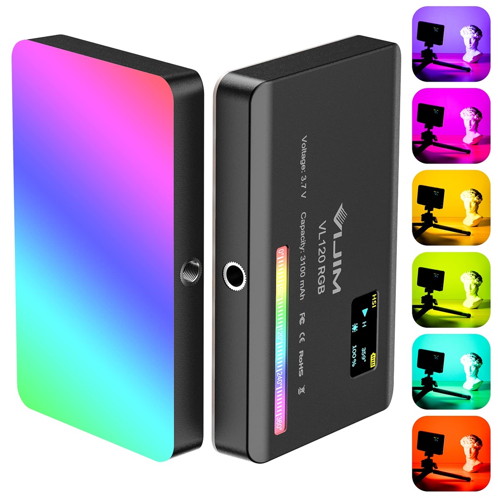 ULANZI VL120 RGB Video Light, Portable LED Camera Light Panel 0-360 Full Color, CRI 95+ 250
